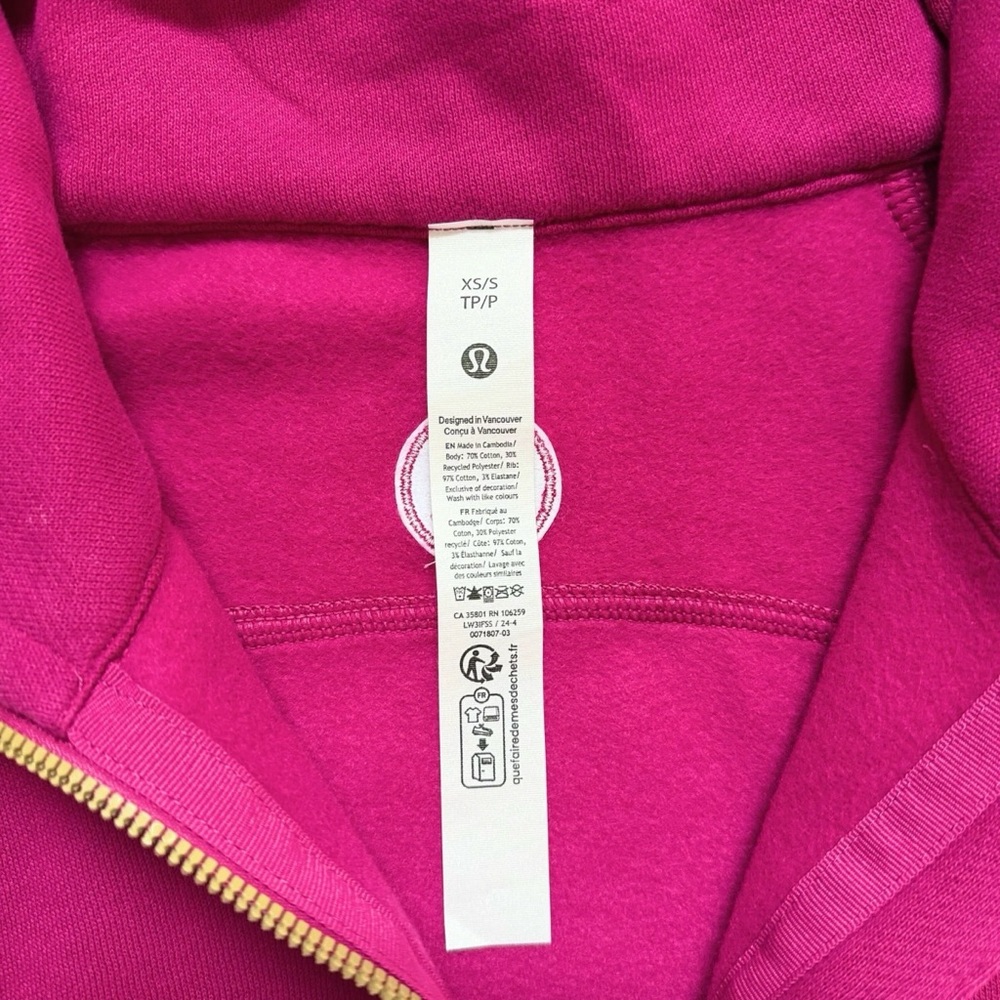 NWT Lululemon Scuba Oversized Funnel Neck Hoodie – Ripened Raspberry/Gold – XS/S - Picture 8 of 10